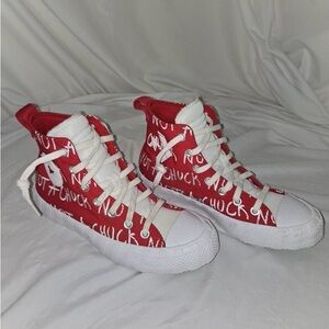 Converse Red and White High-Top Sneakers size 7.5 like new, clean, no pets